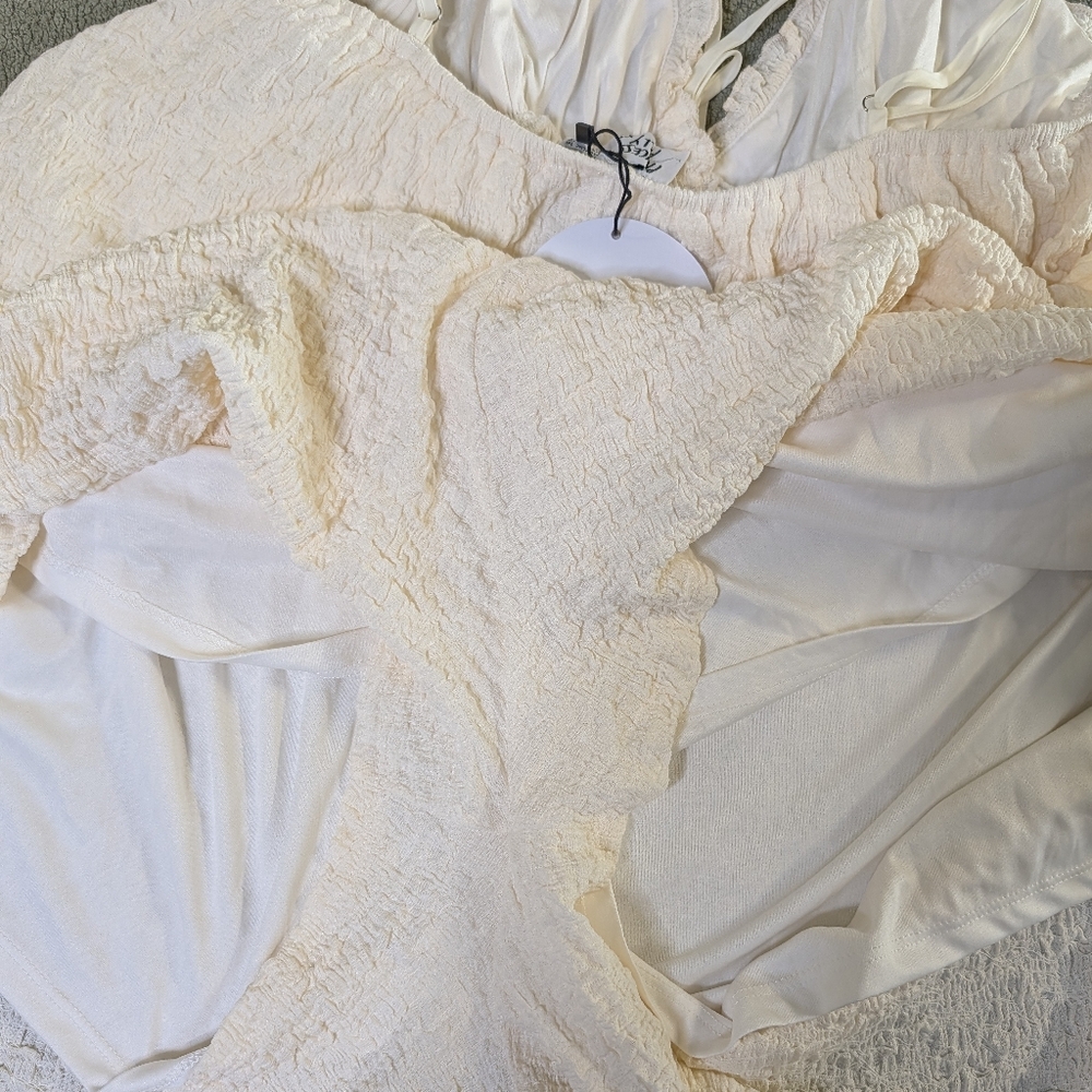 Princess Polly Kellan Romper Dress Cream Beige NWT Size 12 Festival Cottagecore - Picture 8 of 11